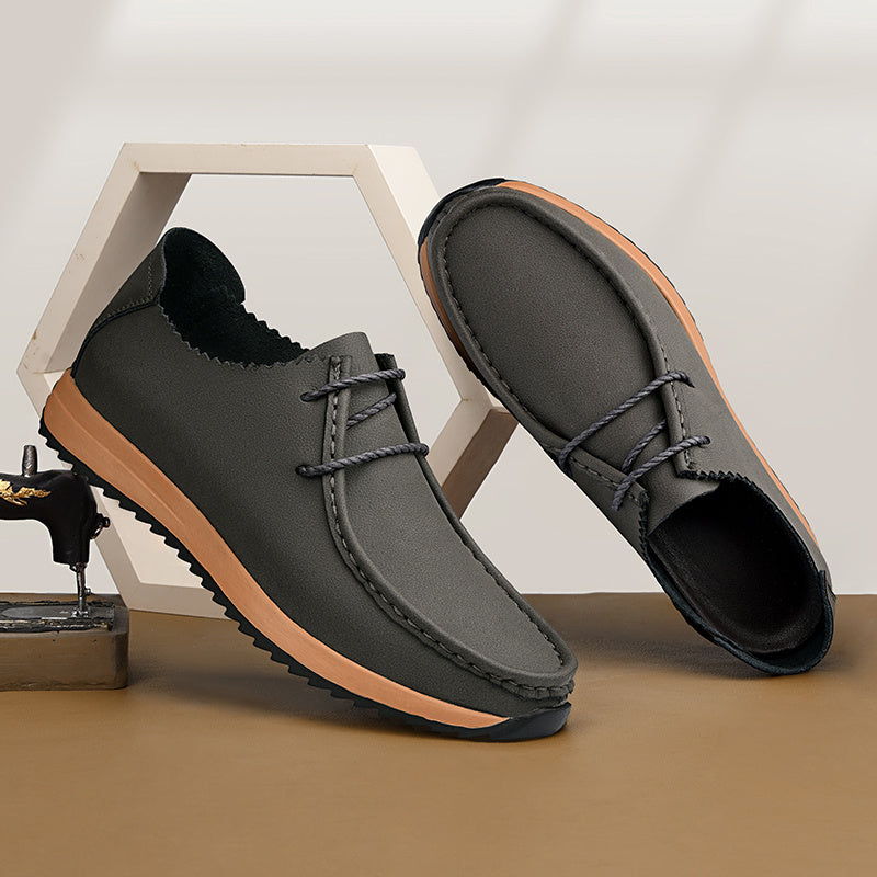 Men's Low-Top Oxford Shoes with Hidden Height Increase, Anti-Slip Sole
