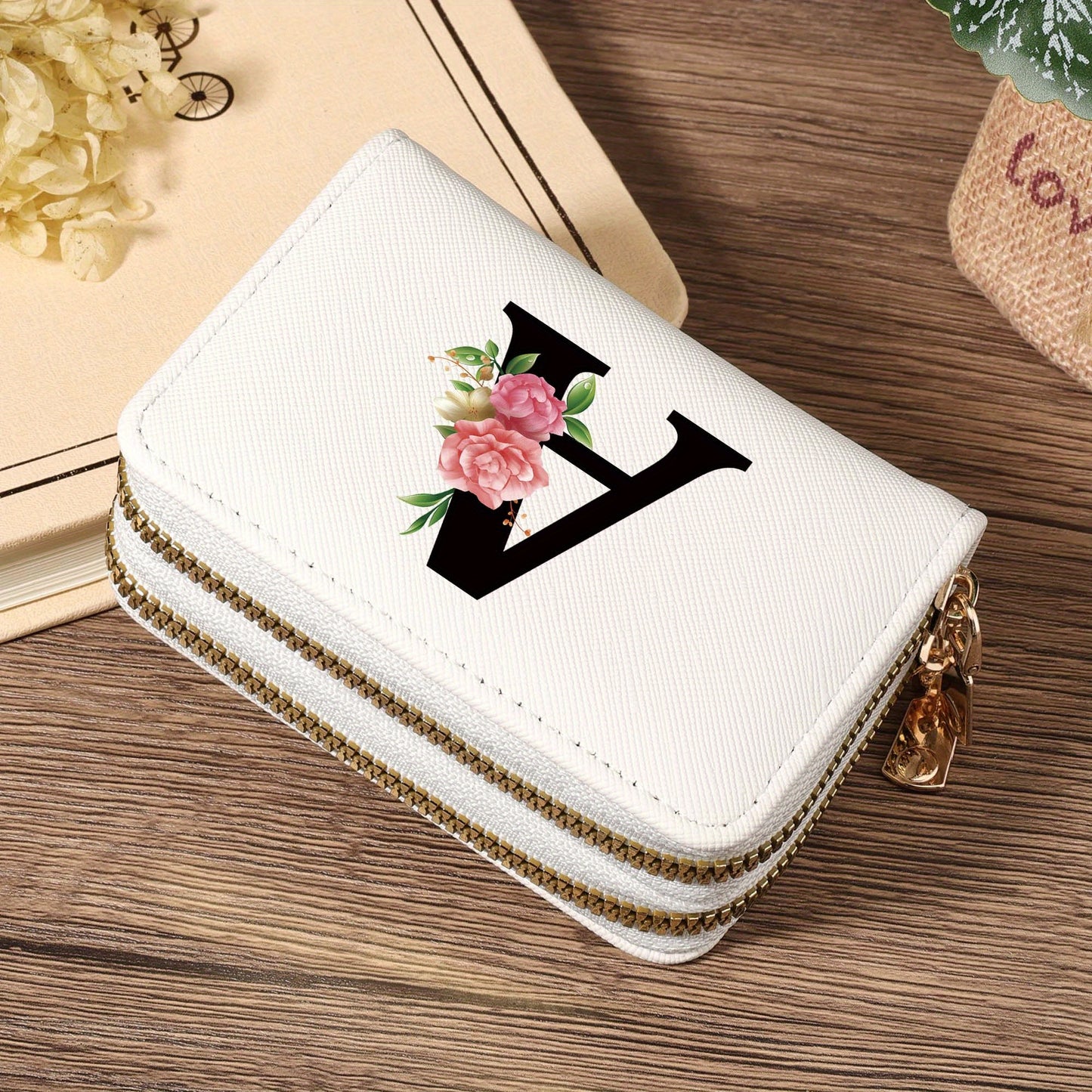 Women's Lightweight Wallet - Compact Zipper Purse with Multiple Card Slots & Coin Pocket, Elegant Monogram Initials, Secure Closure for Everyday, Travel, Gift - Women's Credit Card Organizer, Everyday Carry Purse, Stylish Ini