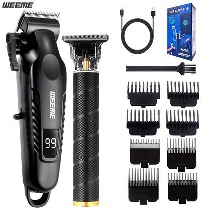 WEEME 2pcs/3pcs Electric Hair Clipper, Beard Trimmer, And Shaver Set with Professional Alloy Blade, USB Rechargeable, Featuring LCD Display. an Ideal Gift for Father'S Day, Birthdays, Or a Delightful Surprise for Husbands, Da