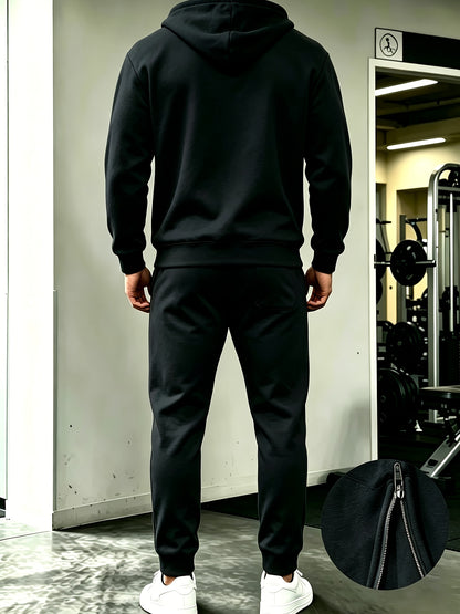 Men's Casual Hooded Sweatshirt and Drawstring Pants Set - Fall/Winter