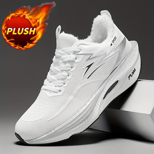 Men's Winter Snow Sports Shoes with Warm Fleece Lining, Carbon Fiber-like MD Traction Tread (Low-Top) - Heavy-Duty Shock-Absorbing Sole, Anti-Slip Ice Grip, Lightweight Thermal Design for Ice Skating, Gym, & Daily Wear - Blac