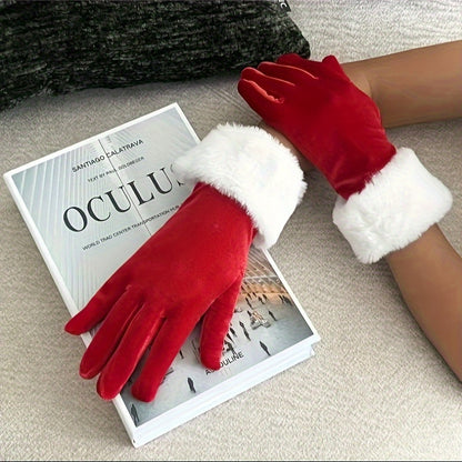 Christmas Velvet Luxury Gloves for Men and Women - Soft Warm Touchscreen Gloves, Suitable for Cold Weather, Outdoor Activities, Driving Warm Winter Gloves - Ideal Christmas, Valentine'S Day Gift, Christmas Glove, Glove, Elega