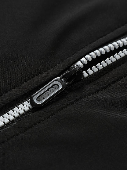 Men's Thermal Insulated Full-Zip Baseball Jacket with Full-Zip Closure - Heavyweight Winter Coat, Brown/White colorblock, Lining - Streetwear Outerwear for Casual & Formal Events - Compatible with Hoodies & Jackets (Men's Fas