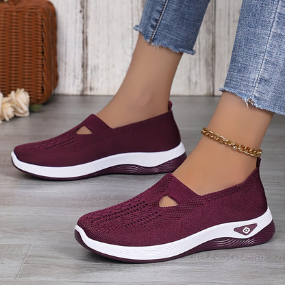 Women’s Lightweight Knit Sneakers with Cut-Out Design, All-Season