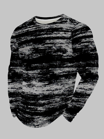 Տղամարդկանց նորաձև, կլոր վզնոցով երկար թևքերով վերնաշապիկ՝ անհատականությամբ, աբստրակտ, հյուսվածքային նախշերով, առօրյա, բազմակողմանի, նորաձև, փողոցային ոճի, երիտասարդական, հիմնական շերտով վերնաշապիկ