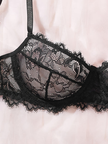 Elegant French-Style Sexy Lace Bra and Panty Set for Women