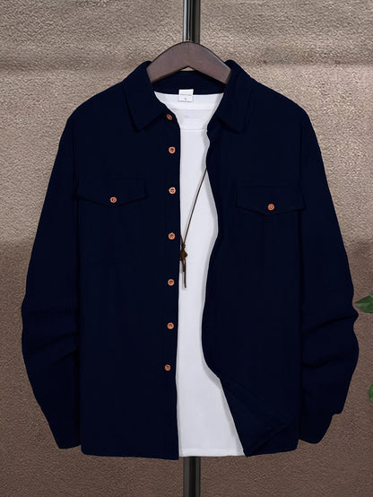 Men'S Long-Sleeve Business Casual Shirt in Lightweight Fabric for Spring And Summer, Featuring a Wrinkle-Resistant And Easy-Care Design.