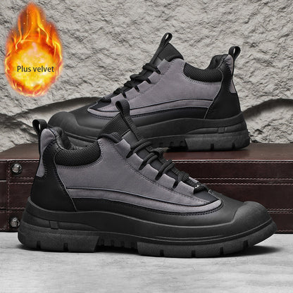 Men's Winter Casual Soft-Soled Lace-Up Shoes, Korean Style