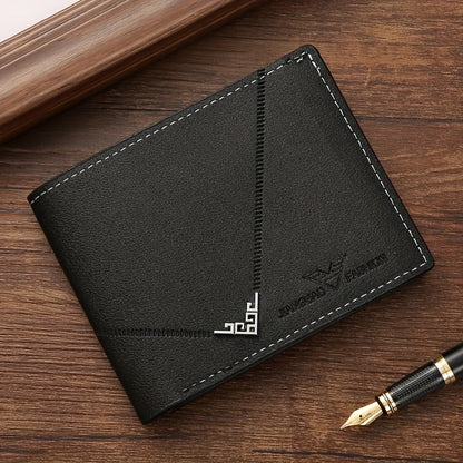 Men's Wallet Short Money Clip, Fashion Multi-card Lychee Pattern Horizontal Splicing PU Leather Clip Christmas Gift
