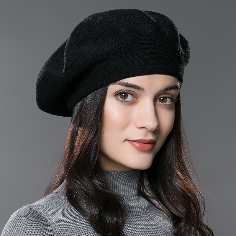 Women’s Wool Blend Winter Beret - Warm & Lightweight