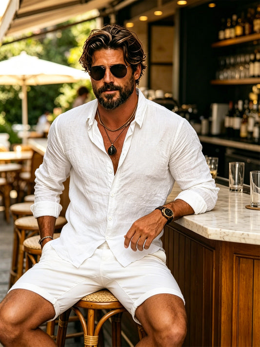 Men's Casual Long Sleeve Cotton Shirt, Breathable & Wrinkle-Resistant
