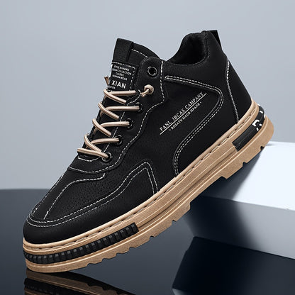 Men's Trendy Mid Top Skate Shoes, Durable Comfy Walking Shoes For Outdoor All Seasons - Traveling Hiking Activities