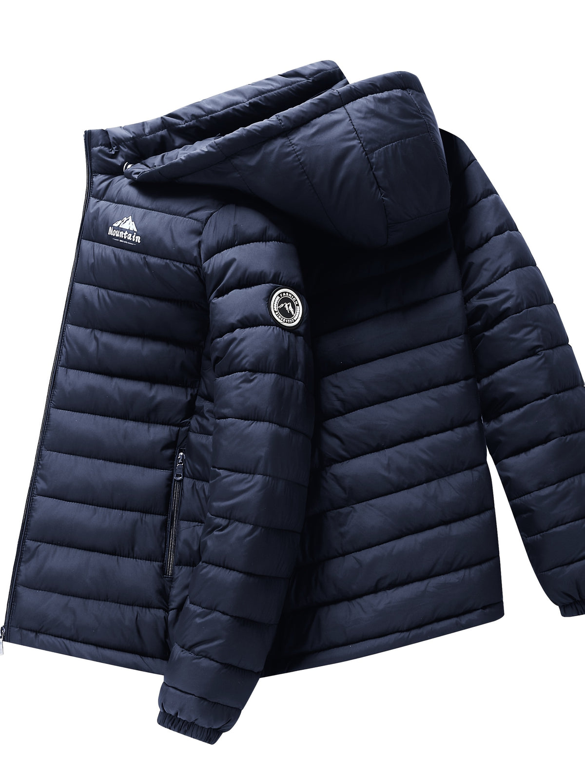Men's Windproof Quilted Hooded Winter Jacket, Casual Warm Coat