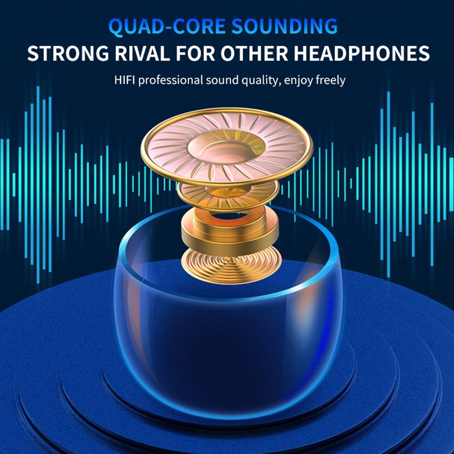 In-Ear TWS Wireless Earbuds with 9D HiFi Stereo Sound, HD Mic, Voice Call, Touch Control, LED Display Charge Case, 800mAh USB Rechargeable Lithium Battery for Gaming - Non, Tangle-Free Cable Included
