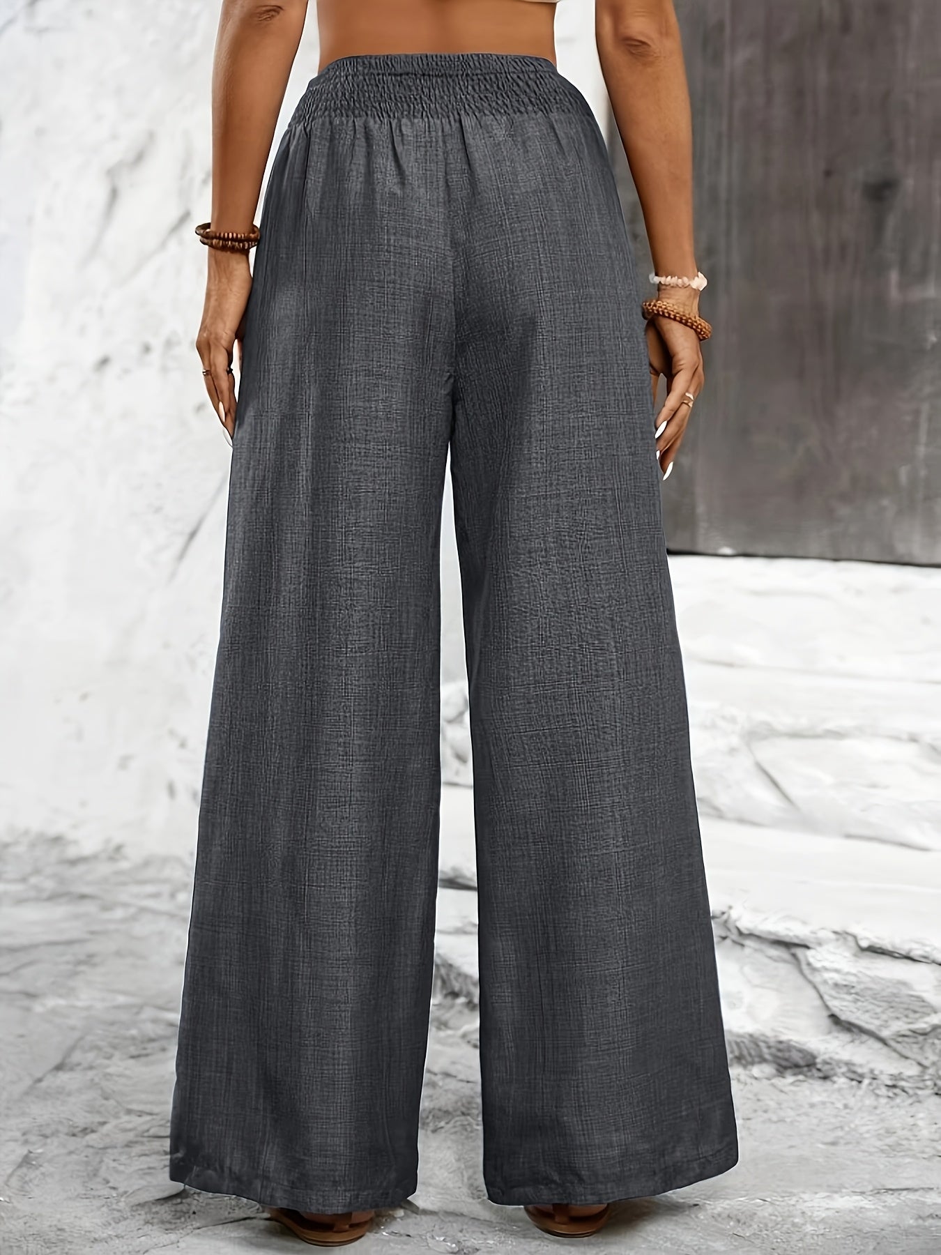 Elegant Solid Color Twisted Knot Straight-Leg Pants