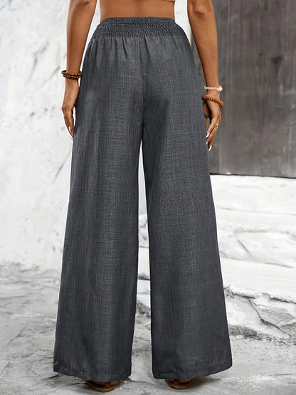 Elegant Solid Color Twisted Knot Straight-Leg Pants
