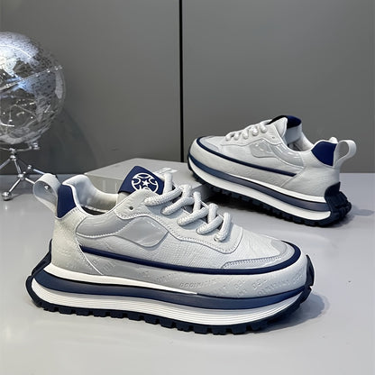Men's Slip-Resistant Solid Color Sneakers - Low-Top Lace-Up Shoes Suitable for Casual, & Daily Wear - Comfortable Cushioned Sole, PVC Outsole, Year-Round Versatile Sneakers - ayq