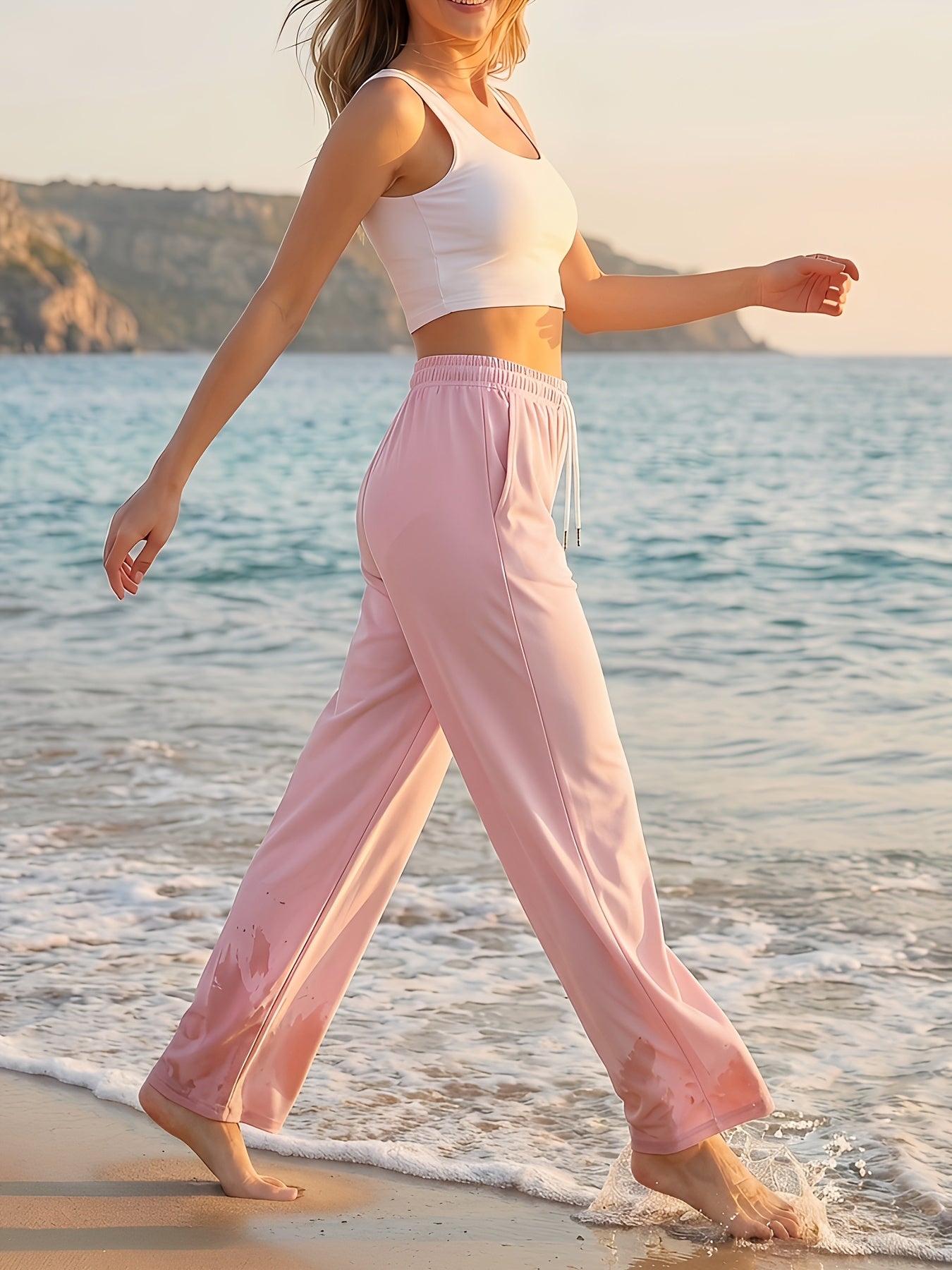 Women’s Lightweight Quick-Dry Wide-Leg Casual Beach Pants