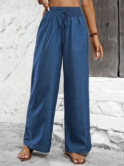 Elegant Solid Color Twisted Knot Straight-Leg Pants