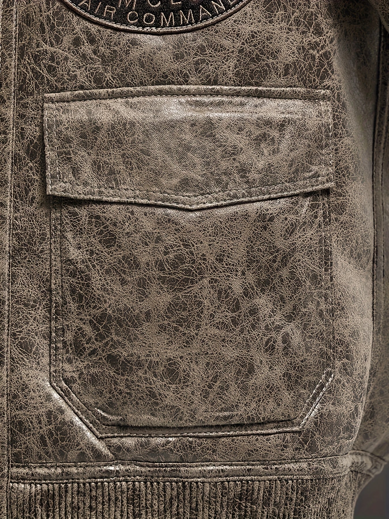 Men'S Faux Fur Lined Biker Jacket, Casual Long Sleeve Applique Air Force Style, Polyester 100% Knit Fabric, Solid Color Lapel Collar, Zipper Closure, Regular Fit for Daily & Golf Occasions - Fall/Winter Collection