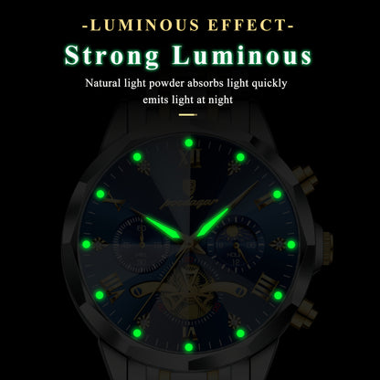 Men's Stainless Steel Business Watch with Luminous Chronograph