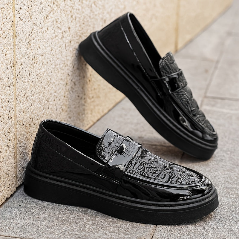 Men'S Black Business Casual Shoes, New Stylish Glossy British-Style Formal And Casual Footwear for Spring 2026 - ayq