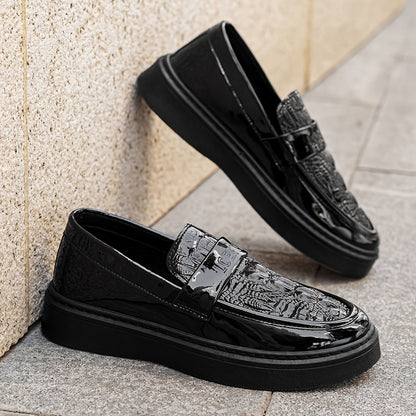 Men'S Black Business Casual Shoes, New Stylish Glossy British-Style Formal And Casual Footwear for Spring 2026 - ayq