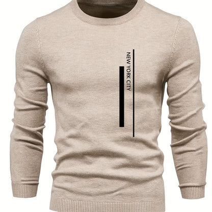2023 New Cross-border Autumn and Winter Men's Round Neck Random Print Round Neck Knitted Sweater