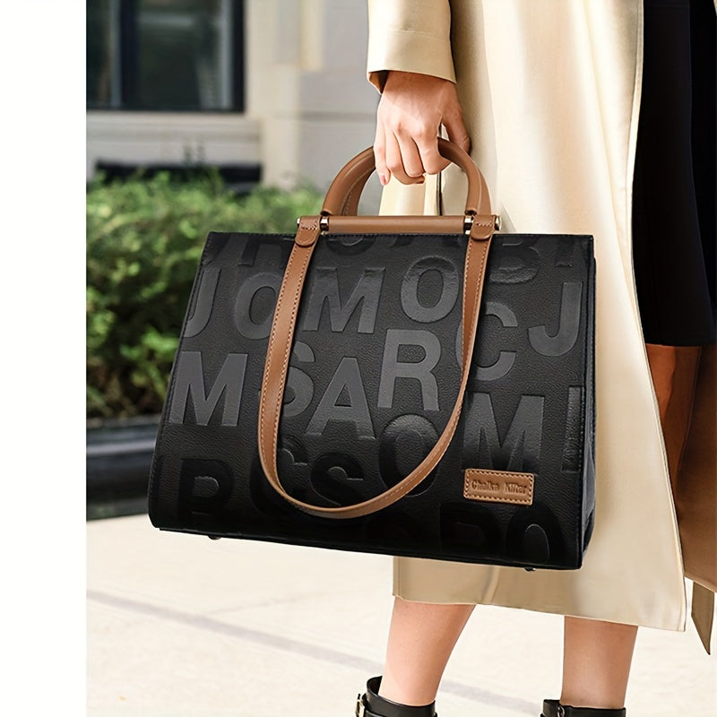 Women's Large Capacity Minimalist Black PU Crossbody Bag