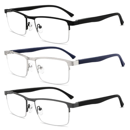 Unisex Semi-Rimless Photochromic Clear Lens Glasses, Stainless Steel