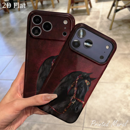Cute Black Horse Print Phone Case for iPhone Models