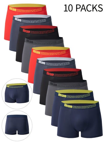 Men's 10-Pack Breathable Boxer Briefs with Stretch Fabric