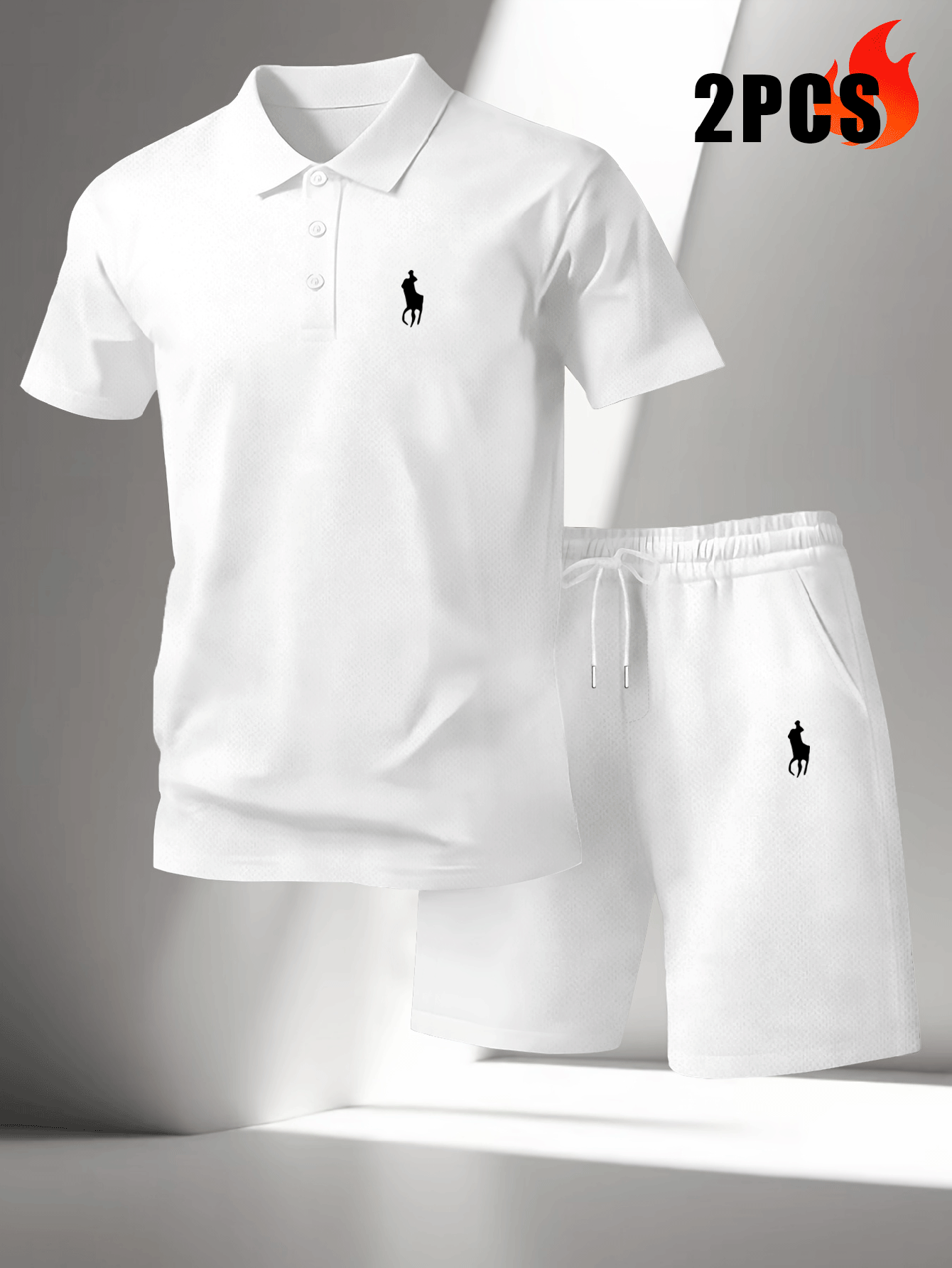 Men's Summer Polo Shirt & Shorts Set Lightweight Quick-Dry