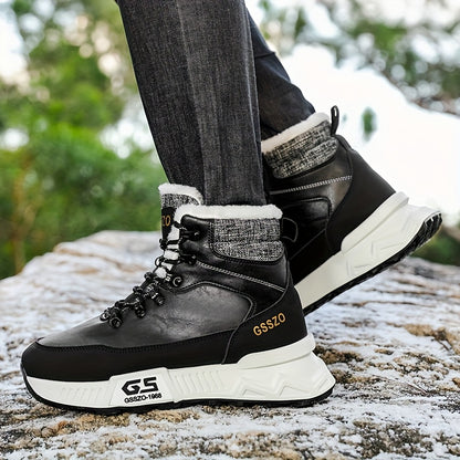 Men'S All-Season High-Top Ski Boots with Non-Slip Rubber Sole & Lace-Up Closure - Heavy-Duty Winter Hiking Boots with Arch Support, Durable Pu/fabric Construction For Snow, Ice, Mud - All-terrain Outdoor Boots For Training, C