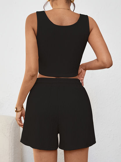Women's Sleeveless Vest & Shorts Set - Elegant Summer Casual Outfit