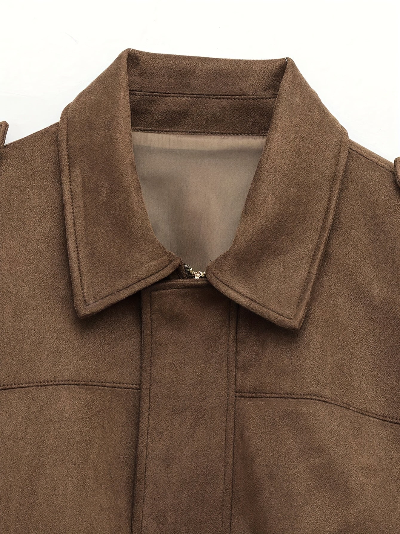 Կանացի վինտաժային բոմբեր բաճկոն - ազատ չափի երկար թևքով, կայծակաճարմանդով և իջեցված ուսերով, շագանակագույն առօրյա վերնազգեստ աշուն/ձմեռ համար, չձգվող գործվածք, իդեալական է առօրյա հագուստի համար, աշուն-ձմեռ բաճկոն | Վինտաժային բոմբեր ոճ | Zipp