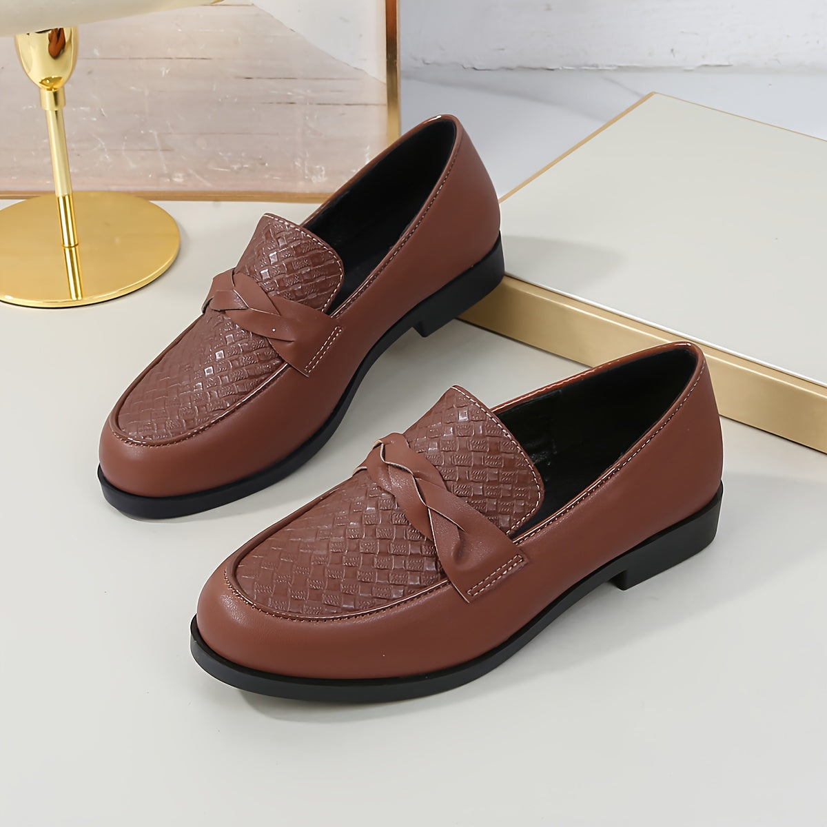 Boys' English Style Plaid Loafers Soft Sole Casual Shoes