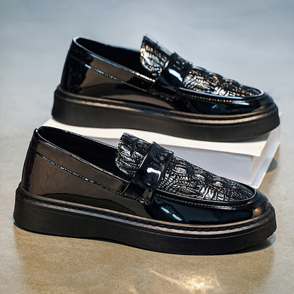 Men'S Black Business Casual Shoes, New Stylish Glossy British-Style Formal And Casual Footwear for Spring 2026 - ayq