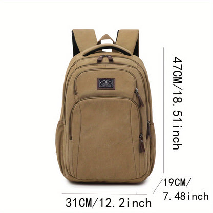 Men's Large Capacity Travel Backpack - Lightweight Laptop Bag with 39.62cm Laptop Compartment, Multiple Zippered Pockets, Padded Shoulder Straps - Durable Backpack for Business, School, Vacation - Tan/Brown