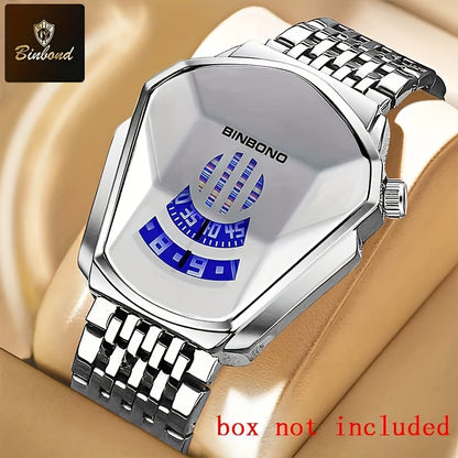 BINBOND Men's Quartz Business Watch Stainless Steel Strap