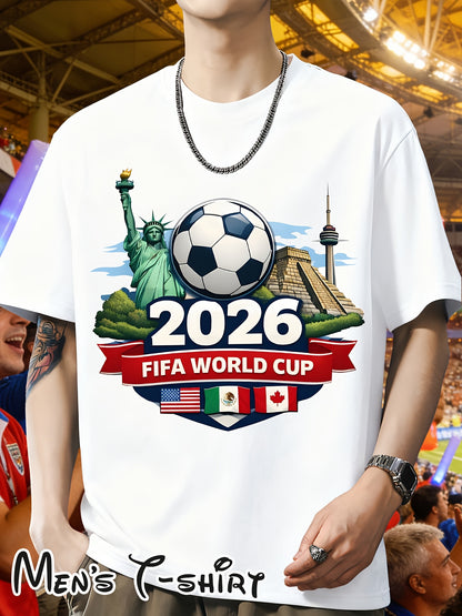 Men's 2026 World Cup Casual Landmark Print Polyester T-Shirt