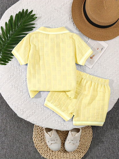 Baby Boy Summer Polo Collar Top & Pants Casual Set