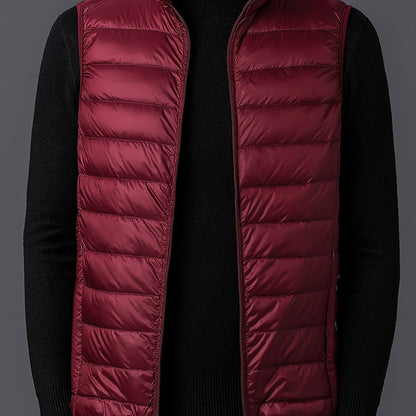 Men's Fashion Solid Color Single Vest, Youth Outdoor Sports Casual Jacket, Men's Spring Autumn Thin Stand Collar Cardigan Vest