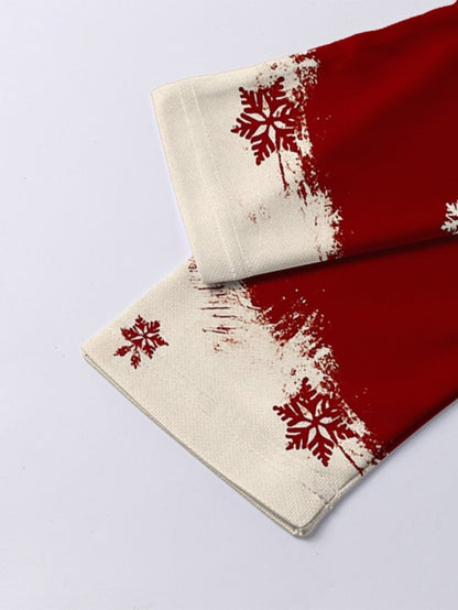 Men'S Christmas 3D Print Long Sleeve T-Shirt - Red & Snowflake & Merry Christmas Lettering, Round Neck Winter Warmth, Casual Holiday Party Outfit, Christmas T Shirt, Seasonal Clothing, Festive Design, Comfortable Fit, Holiday