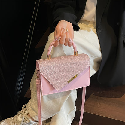 2025 թվականի նոր ամառային կանացի ձեռքի պայուսակ, մի ուսի վրա, մետաղական դեկորատիվ փոքր քառակուսի պայուսակ