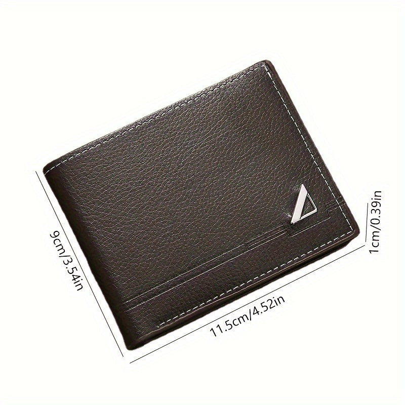 Men's Business Horizontal Short Wallet Money Clip, Fashion Large Capacity PU Leather Wallet