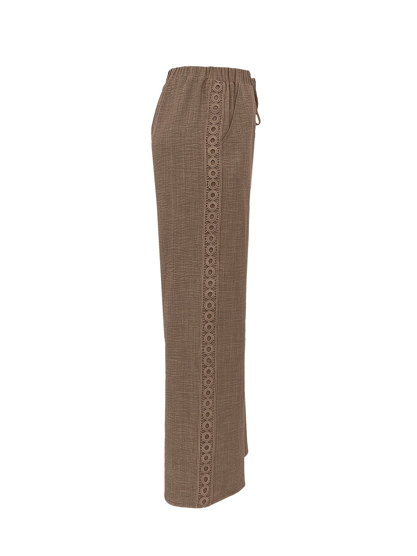 Women's High-Waisted Straight-Leg Casual Trousers with Side Tape