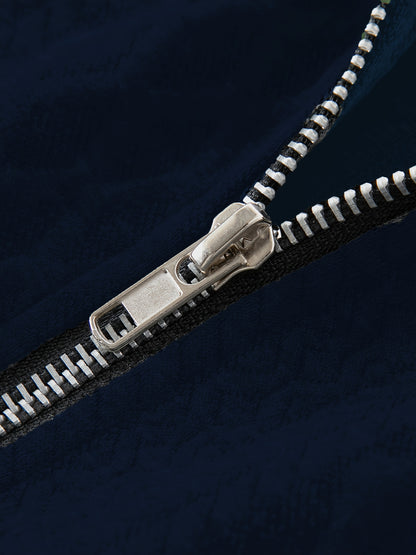 Men's Beige & Orange Contrast Full-Zip Jacket - Winter Warmth Loose-Fit Tailored Coat with Stand Collar, Zippered Pockets & Full-Zip Closure, Machine Washable Casual Outerwear for Men (Beige/Orange) - Ideal for Fall and Winte