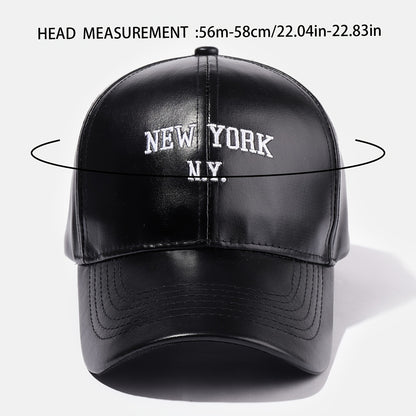 Unisex PU Leather Baseball Cap Adjustable Breathable Style