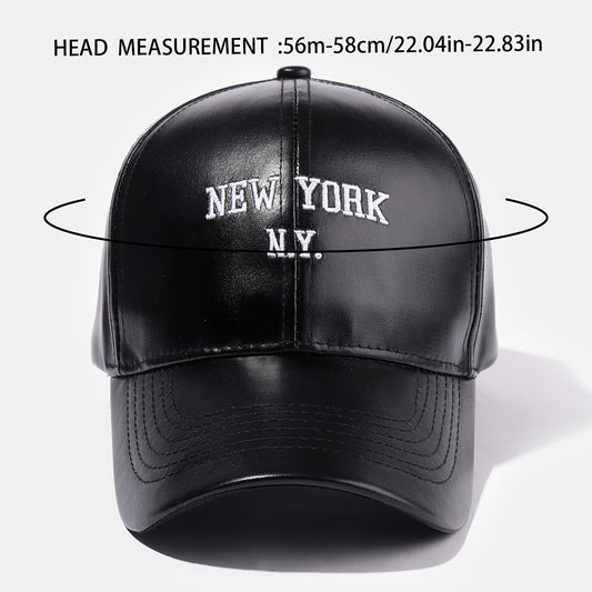 Unisex PU Leather Baseball Cap Adjustable Breathable Style